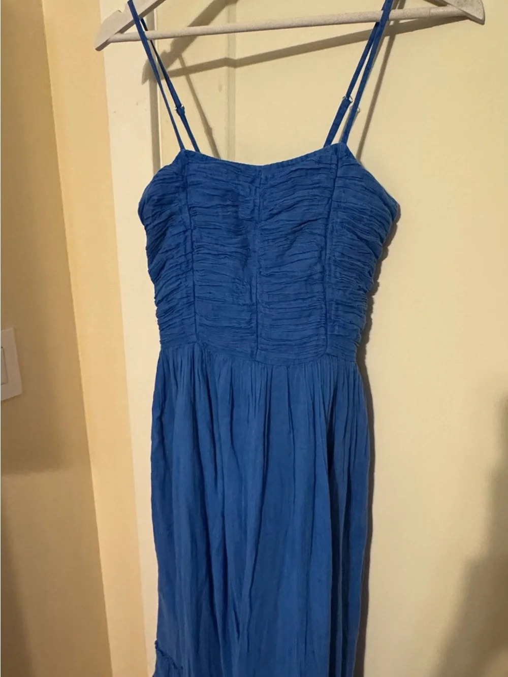 Pranella Boheme Ruched Bodice Spaghetti-Strap Maxi Dress in Blue - Picture 5 of 9
